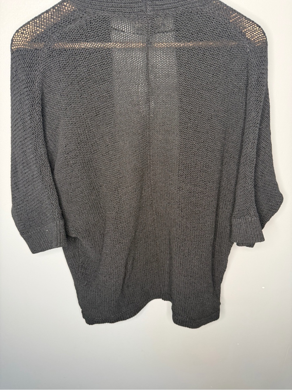 NWT Banana Republic Open Knit Jersey Stitch Ribbed Shawl Collar Cardigan - Black - Picture 7 of 11